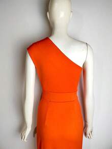 New Fashion Accessories 2024 New European And American Hot Women's One-Shoulder High-Waist Front Slit Temperament Dress  Hot-Selling Dress - Orange - View 3