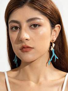 imoli 1 对海滩度假波西米亚风格吊坠亚克力珊瑚耳环，适合女士佩戴，独特设计适合日常、海滩旅行、旅行（不同片数和尺寸的亚克力碎片）