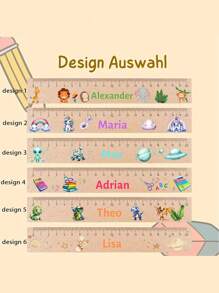 Custom Wooden Ruler With Name And Cute Dinosaur, Rainbow, Bear, Mushroom, Star, Cloud, Music Symbol, Pencil, Ruler For School, First Day Of School Gift, School Supplies, Joke Design, Durable Ruler