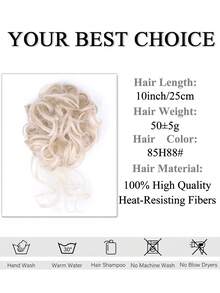 Pieza para el cabello con moño despeinado, extensiones de cabello sintético con rizos y mechones, banda elástica para el cabello, accesorios de cabello postizos, pasadores de cabello, accesorios de cabello para mujeres