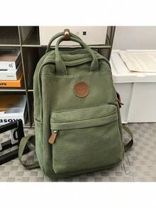 Minimalist Classic Corduroy 1pc Men's Large Capacity Backpack - Lightweight Casual - - Green - View 1