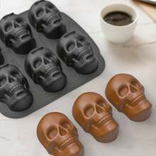 Large 6-Hole Silicone Skull Head Mold, Halloween Skull Cake Mold - Fun Skull Molds For Chocolate, Cake Slices, Baking, Candies And Resin