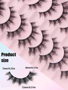 10 Pairs Of Natural Looking False Eyelashes Soft And Fluffy Eyelashes 3D Curling Eyelash Extension Tool Reusable Natural Eyelash Pairs Suitable For Everyday Outings, Dates, And Party Use - 濃密款 - 查看 4
