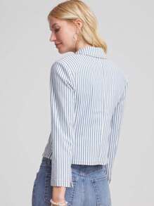 Women's Striped Casual Versatile Blazer - Blue - View 2