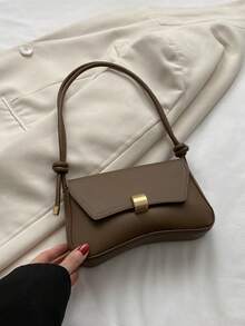 Retro Lightweight,Business Casual Chocolate Brown Flap Bag Vintage PU For Teen Girls Women College Students,Rookies & White-Collar Workers Perfect For Office,College,Work ,Business,Commute,Outdoors, Travel, Outings - Brown - View 1