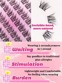 LIMEIKAI 100 件/包适合初学者的 5D 婴儿卷假睫毛，蓬松仿貂皮睫毛，自然凌乱睫毛，睫毛簇，睫毛簇，单根睫毛，睫毛，假睫毛 - C - 查看 7