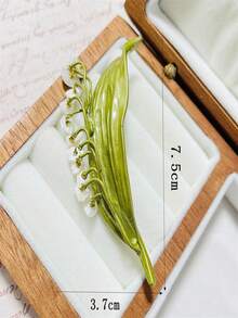 1pc Green Lacquered Crafted Pearl Wreath, Blueberry, Resin Lily Of The Valley Brooch, Plant Series - Thorn, Calla Lily, Wheat, Dew Branch Leaf, Rose, Cornflower, Fruit Series - Lemon, Cherry, Grape Shape Pin, Suitable For Women's Daily Wear, Birthday Party, Banquet - Green - View 31