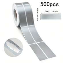 500pcs/Roll Sticker Sheets, Size: 1.18*0.39 Inches, Office Stickers, Scratch-Off Sticker Rolls, Rectangular Shape, Available In Gold And Silver, Coated Scratch-Off Film, Suitable For DIY Party, Event, Gift And Scratch Card Reward Stickers, Can Hide Text Codes.