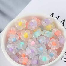 100颗/包 12毫米亚克力透明磨砂花珠串珠小雏菊彩色手链头饰手机链DIY散珠