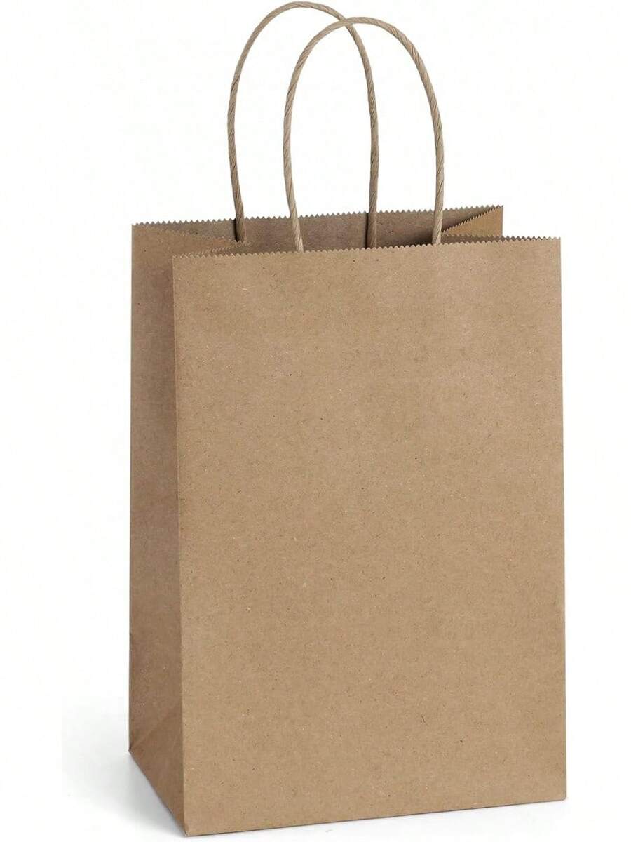Bags 100Pcs 5.25x3x8 Small Kraft Paper Bags With Handles Bulk, Brown Paper Sacks Small Business, Retail, Merchandise, Wedding Birthday Party Favor - 紅色 - 查看 1