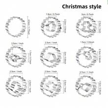 Bộ 9 khuôn dập hình mặt trăng, hình trái tim, dùng làm bánh quy kẹp mứt, dụng cụ làm bánh cho tiệc ngày lễ, trang trí sinh nhật Halloween, Giáng sinh, Ngày lễ tình nhân, Lễ Phục sinh kèm dụng cụ nhà bếp hình tròn hình hoa - Bạc - Xem 8