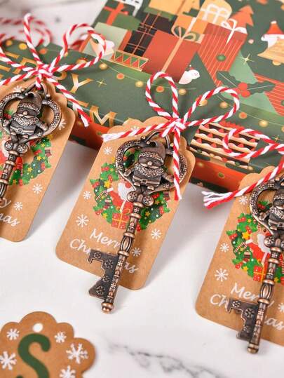 18件/9件/3件圣诞圣诞老人主题活动钥匙开瓶器、圣诞树派对装饰礼物、圣诞老人钥匙派对礼物、附卡片和绳子、完美的派对节日礼物和纪念品，适合宾客、圣诞树挂饰套装、圣诞装饰和袜子填充物、圣诞礼物创意、圣诞礼盒