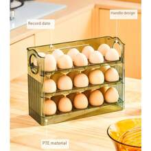 1PC自动翻盖鸡蛋收纳盒冰箱侧门储物架厨房专用鸡蛋托收纳工具冷冻饺子盒水果收纳盒塑料储物盒