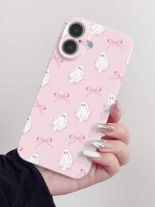 غطاء هاتف لامع مع نمط فراشة وشبح جميل، متوافق مع أجهزة 11، 12، XR، 13، 13 برو، 13 برو ماكس، 14، 14 برو، 14 برو ماكس، 15، 15 برو، 15 بلس، 15 برو ماكس، 16، 16 برو، 16 بلس، 16 برو ماكس، 16e