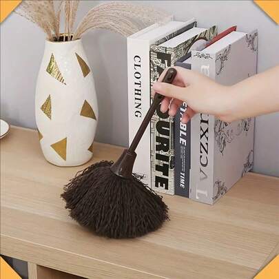 1/3 Pc Mini Dust Duster With Wooden Handle & Microfiber Bristles - Non-Electric Compact Cleaning Brush For Car Keyboards, Desktops, Electronics, Digital Devices - Gentle Household & Car Interior Cleaning Tool, Dust Cleaner, Ergonomic Design, Highquality Microfiber, Natural Wood Handle, Home Organizers