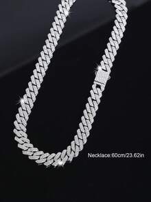 1 件装镶钻链手链/项链，嘻哈闪亮风格，适合日常佩戴、夜间外出和节日礼物 - B - 查看 18