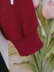 2pcs Young Girls Fashion Bow Embroidered Collar Long Sleeve Top And Pleated Skirt Set, Spring/Autumn