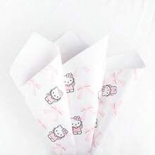 Sanrio 10 Pcs Of Kitten Bow Flower Wrapping Paper, With The Cute Hello Kitty Pattern As The Theme, Suitable For Various Occasions. Whether It's Halloween, Christmas Or Valentine's Day, It Can Add To The Festive Atmosphere For You. In Addition, It Is Also Very Suitable For Packaging Wedding Flowers, Adding A Romantic Touch To Your Special Moment.