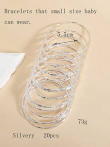 20pcs 3-14Y Girls' Delicate Glitter Bamboo Knot Stacking Bangle Bracelets - one-size - View 17