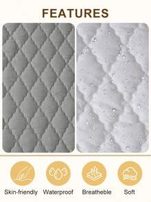 South Life 1pc Waterproof Fitted Sheet, Bedding, Fitted Bed Sheet, Mattress Cover, Skin-Friendly Bed Cover, Soft And Comfortable Bedding For Bedroom, Solid Color Mattress Protector, Room Decor, Perfect Fit For Twin Full King Queen All Size Bed, Bedding Gifts, Machine Washable, Fathers Day Gift, Birthday Decorations, Grad Party Decor, Fathers Day Decor, Graduation Gift, Birthday Gift - 灰色 - 查看 5
