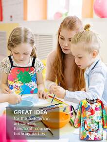 1 szt. Wodoodporny i odporny na plamy fartuch artystyczny z długim rękawem, unisex, dwustronny fartuch malarski dla dzieci i dorosłych z unikalnym abstrakcyjnym nadrukiem, pełna ochrona ramion do akryli, gliny, gotowania, studia ceramiki, przedszkola, niezbędne płótno do noszenia, odporne na zachlapanie (S-XL, do czyszczenia, losowy wzór) - Wielokolorowe - Zobacz 4