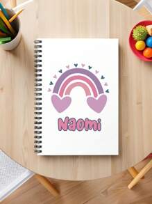 Personalized Notebook- Custom Text Notebook- Custom Logo Book- Custom Book With Own Text.Personalized Kraft Spiral Notebook. Custom Text Wire Notepad. Custom Blank Book. Name, Initials Journal. Large Left Bound Spiral Notebook - Multicolor - View 2