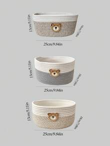 1个婴儿尿布收纳篮，可爱编织零食整理箱，适用于婴儿房、婴儿用品收纳篮、家用桌面遥控器收纳盒、床头收纳篮 - 彩色 - 查看 8