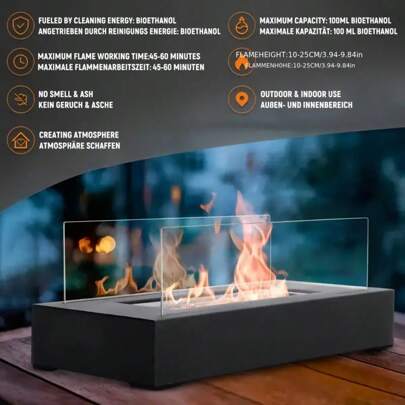 Rectangular Alcohol Fireplace Celestial Portable Desktop Fire Pit Suitable For Indoor And Outdoor Fireplace Environments - Stylish Desktop Fire Pit For Living Room Decoration - New Home Moving Gift