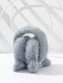 1pc Women's Solid Color Foldable Fashionable & Versatile Plush Warm Earmuffs, Random Lining Color - Gray-070 - View 3
