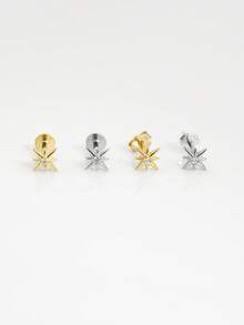 1件925纯银星形内螺纹唇钉 | 星形耳钉穿刺饰品 | 低过敏性金耳软骨钉 | 扁平唇钉 | 适合女性日常佩戴 - 彩色 - 查看 4