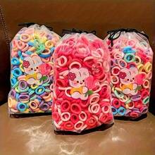 100 Non-Destructive Hair Rings - Super Elastic Ponytail Rope, Non-Slip Headband, Soft Pink Color - Suitable For Parties, Daily Hairstyles, Party Accessories, Cute Character Design, Fun Aesthetics