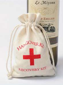 1/20/50pcs Hangover Kit Burlap Bags, Canvas Bags, Emergency Survival Kit Pouches, Wedding Wedding Favor Holder Bag, Red Cross Linen Gift Bags, For Bachelor/Bachelorette Party Supplies, Mother's Day Graduation, Recovery Event Party Decor, Creative Small Gift, Holiday Accessory, Birthday Party Supplies, Birthday Gift, Art Craft Ornament Gift, Wedding Decor - Khaki - View 8
