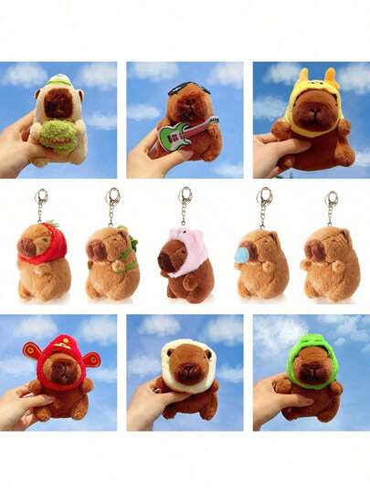 Soft Capybara Plush Keychain Toy Realistic Cute Capybara Stuffed Animals Toy Capybara Plushie, Pendant For Backpack Handbag Birthday Gift,Stuffed Toy,Pink Capybara,Party Favors For Kids, Birthday Decoration, Christmas Decor, Xmas Gift