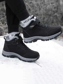 Plus Size Men's Fashionable Solid Color Plush Lining Walking Shoes, Comfortable Casual Durable Shoes Suitable For Outdoor Activities - Multicolor - View 10