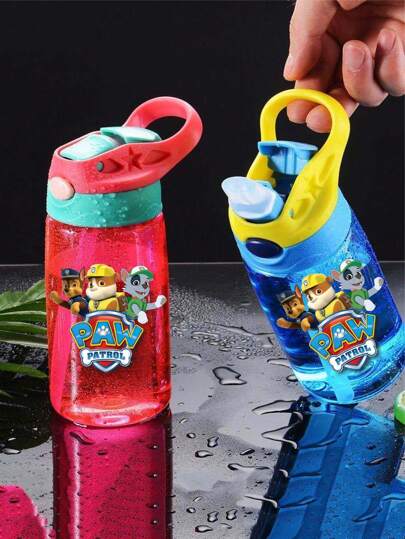 Paw Patrol 1Pc Paw Patrol 500ml/16oz Party Water Cup Water Bottle Large Capacity With Straw Portable Handle Non-Leaking Water Cup Suitable For Birthday Party Thanksgiving Party Halloween Party Christmas Party