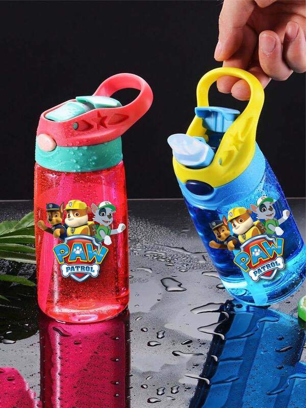 Paw Patrol 1 Pieza Taza de agua de fiesta Paw Patrol de 500ml/16oz, botella de agua de gran capacidad con pajita, asa portátil y a prueba de fugas, adecuada para fiestas de cumpleaños, Acción de Gracias, Halloween y Navidad