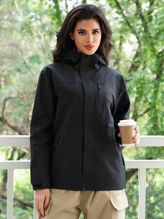 Women's Outdoor Jacket, Waterproof Windbreaker With Hood, Suitable For Cycling, Hiking, Spring And Autumn