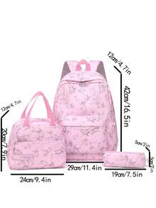 Bộ ba lô 3 trong 1 kiểu dáng thường ngày họa tiết tre, bao gồm ba lô, túi đựng cơm trưa, túi đeo chéo và hộp bút, có ngăn đựng laptop, dung tích lớn, đa chức năng, phù hợp cho sử dụng hàng ngày/kỳ nghỉ/du lịch/đi học, thích hợp cho phụ nữ/bé gái/thanh thiếu niên/sinh viên đại học/sinh viên tốt nghiệp. - Hồng - Xem 9