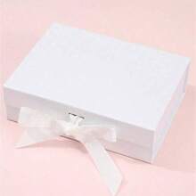 1pc Foldable Magnetic Closure Gift Box,Solid Color Foldable Gift Box,Wedding Party Ribbon Gift Box, White, Pink, Black Packaging Box, Wedding Souvenir Gift Box, Flip Ribbon Gift Box, Halloween, Thanksgiving, Christmas Gift Box, Suitable For Birthday Parties, Holiday Party Gift Box, Wedding Gift Storage Box ﻿,Christmas