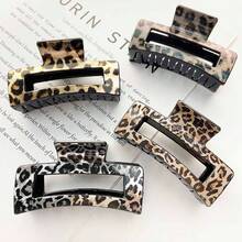 4pcs Leopard Print Hair Claw Clips, Glossy Minimalist Square Hair Clips Accessories For Daily & Casual Wear Hair Jaw Clip Hair Clamps Hair Clutch Hair Catcher Clip, School Stuff, College Fall Winter Hair Accessories For Women For Vacation Outfits Woman - 4 cái/bộ - Xem 2