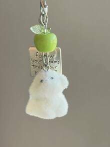 1 件男女通用新款可爱植绒狗吊坠，苹果绿星手机链，个性化 3D 小狗钥匙扣配件万圣节配饰教师节圣诞节礼物创意包袋配饰挂绳带身份证夹汽车配饰包袋饰物 - 彩色 - 查看 2