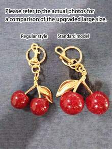 New Stylish Crystal Cherry Pendant Metal Keychain, Suitable For Daily Wear And As A Schoolbag Accessory For Back-To-School Season. It Can Also Serve As A Bag Accessory, And Make A Great Gift For Family, Friends, Classmates, Lovers. It Is Also Suitable As A Birthday Gift, A Gift For Teachers, And A Souvenir. - Black - View 4