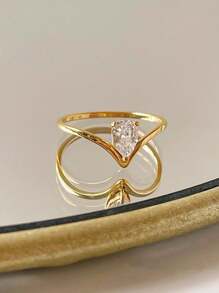 Luxurious Minimalist Micro Diamonds 18K Gold Plated Ring, Sparkling Starry Sky Fashion Jewelry
