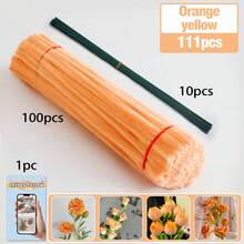 30厘米绿色花茎铁丝+视频教程，60色雪尼尔绒条，适合万圣节、返校季，30厘米彩色绒条手工材料，雪尼尔绒条，毛绒金属丝扎带，价格实惠，品质优良 - 彩色 - 查看 34