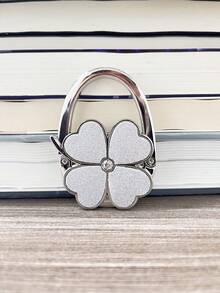 1pc Elegant Four-Leaf Clover White Foldable Handbag Hook - Fashionable Aluminum Alloy Wallet Desktop Hanger With Heart-Shaped Floral Decor, Stylish Metal Bag Stand Suitable For Fashion Accessory Lovers - Multicolor - View 15