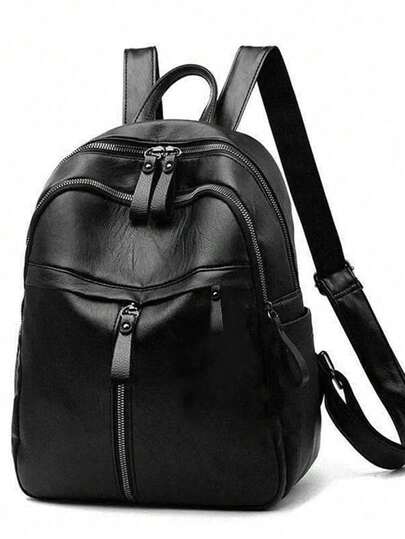 Large-Capacity Waterproof Flip Backpack Student School Bag Lightweight Portable Minimalist Classic Backpack Zip Front,Versatile And FashionableSchool Backpack For Teen Girls Women College Students White-Collar Workers Perfect For School College Work Business Commute Back To School With Adjustable Strap For Work & Travel, Back To School, First Day Of School, Middle School, High School