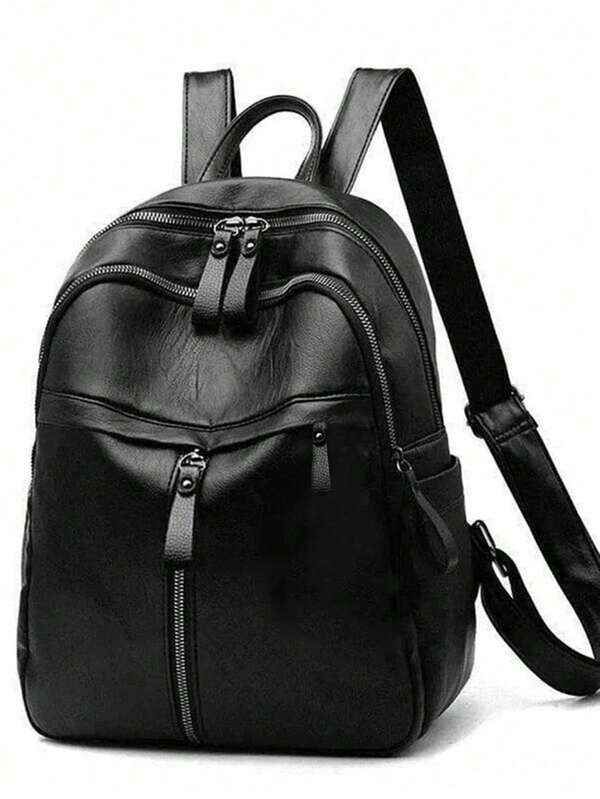 Large-Capacity Waterproof Flip Backpack Student School Bag Lightweight Portable Minimalist Classic Backpack Zip Front,Versatile And FashionableSchool Backpack For Teen Girls Women College Students White-Collar Workers Perfect For School College Work Business Commute Back To School With Adjustable Strap For Work & Travel, Back To School, First Day Of School, Middle School, High School