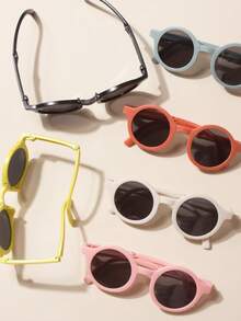 1/2/6 PCS Baby Glasses+1 Pc Glasses Bag,For 2-5 Years Old,Baby Boy And Baby Girl Glasses,Foldable Glasses, Portable Glasses,Cool,Cute,Round Glasses, Decorative Glasses,Baby Glasses Gift,Spring Accessories,Summer Accessories