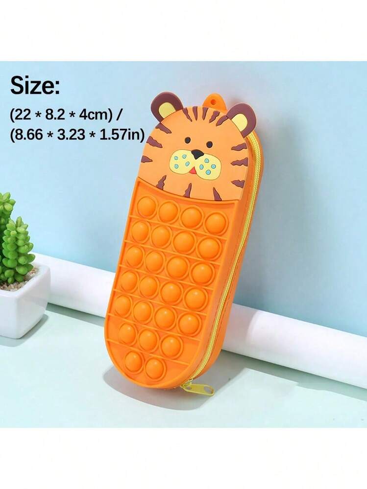 Bolsa de lápices de silicona con dibujos animados de gran capacidad, caja de papelería multifunción (color de cremallera aleatorio), regalo de Navidad, recompensas escolares, regreso a la escuela - Multicolor - Añade 7