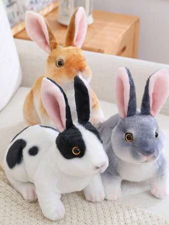 逼真的兔子毛绒玩具，9.8 英寸，多种颜色，涤纶，非常适合万圣节、感恩节、圣诞节、新年、情人节、母亲节、狂欢节、复活节、家居、办公室、汽车、户外装饰